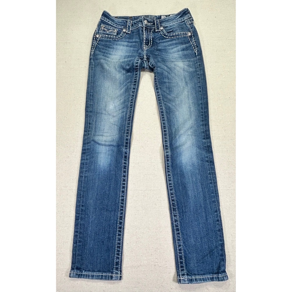 Miss Me Women's‎ 28 Skinny Stretch Denim Jeans Straight Embroidered